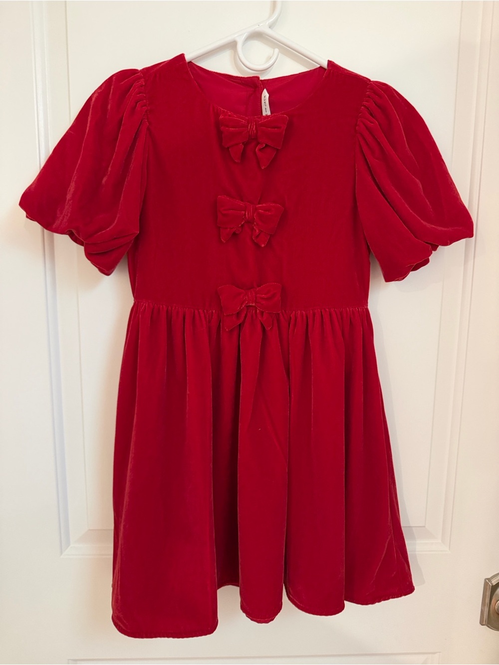 Janie and Jack Red Velvet Bow-Front Girls Dress